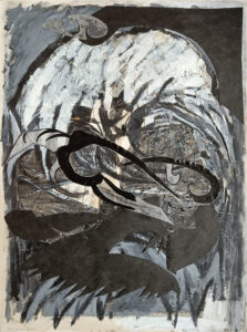 Gilbert De Bontridder, 1985-86-88 bewerkte collage, aluminium lijst 101 x 75,5 - 100 x 75